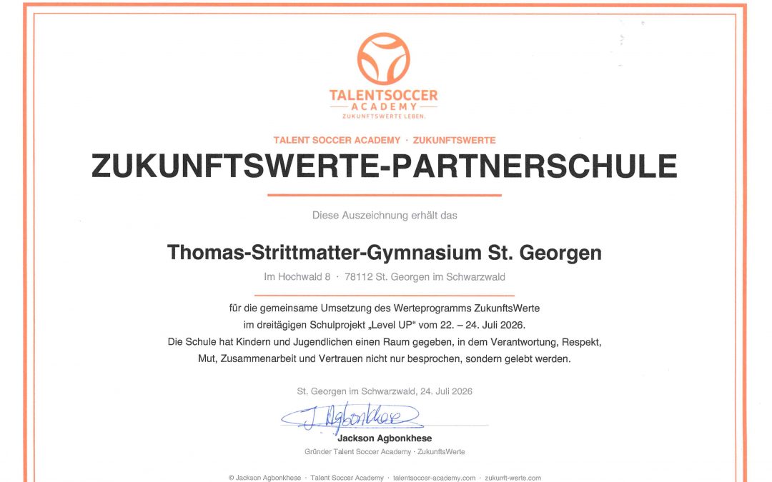 TALENT SOCCER ACADEMY – ZUKUNFTSWERTE-PARTNERSCHULE
